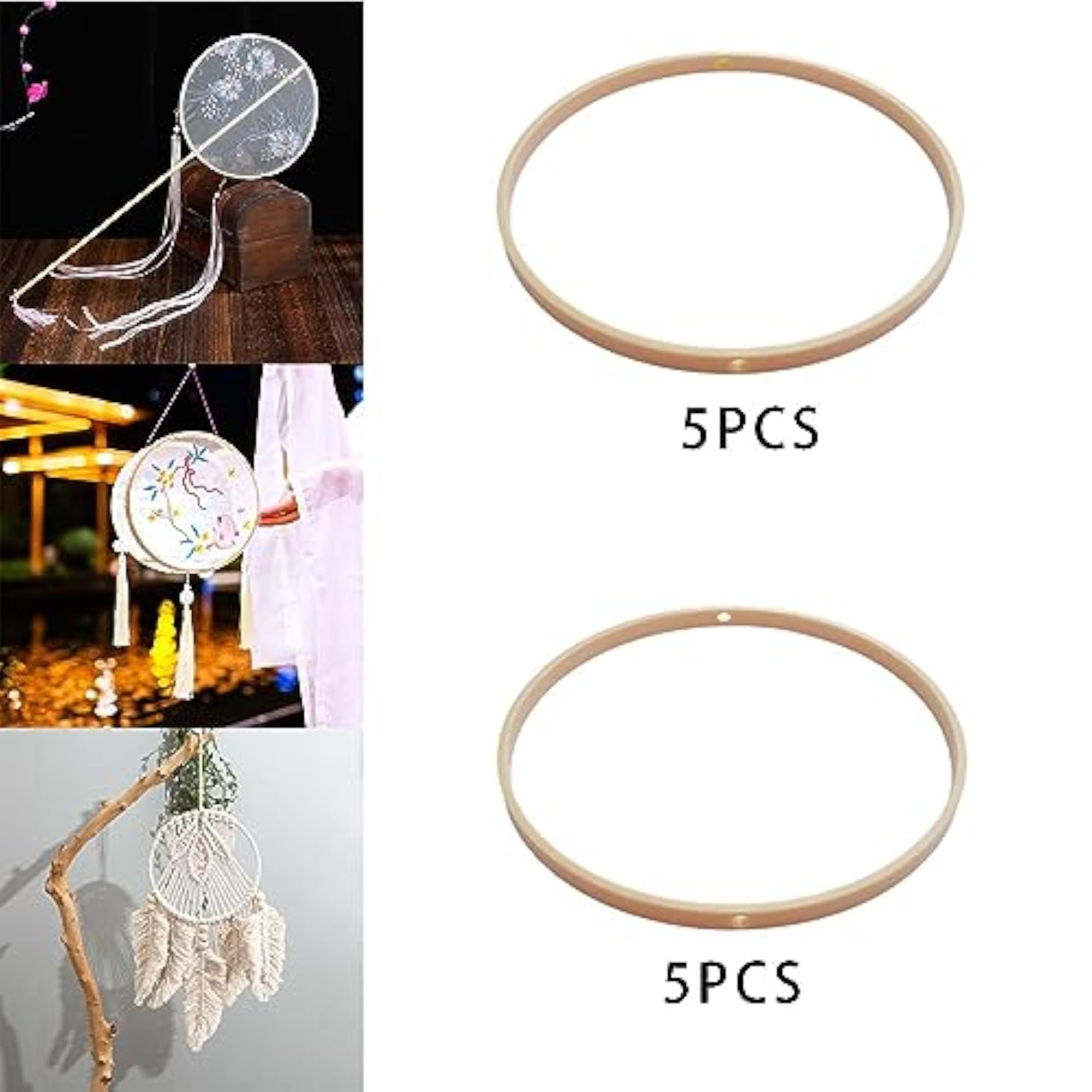 5Pcs DIY Hand Fan Frame Gift Dreamcatcher Hoop