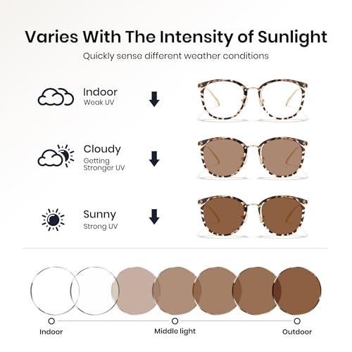 Image of Cyxus Blue Light Glasses Photochromic Lens for Women, Fashionable Computer Glasses on Office Reduce Eye Strain Anti Migraine Great for Working Reading