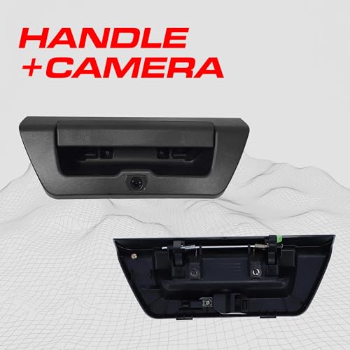 Image of Master Tailgaters Black Tailgate Handle with Backup Camera Replacement for Ford F150 (2015-2018) | No Key Hole | IP68 Waterproof | Parking Grid Lines Available | Easy to Install