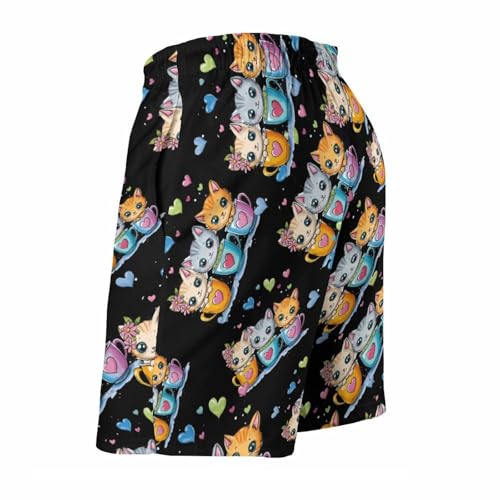 Teacup Cat Men's Swim Trunks Quick Dry Board Shorts Hawaiian Beach Shorts With Pocket 5