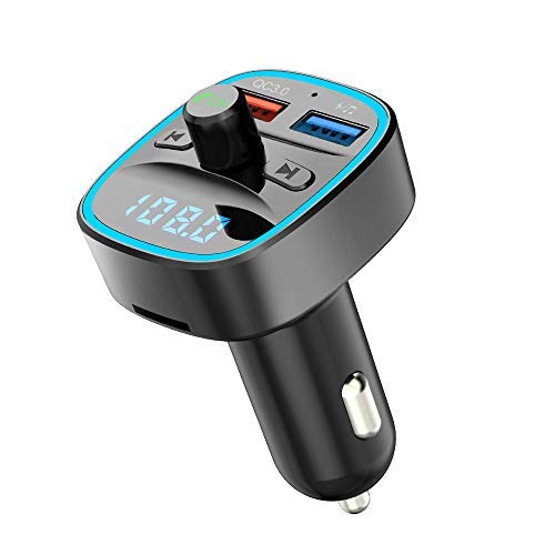 VeeDee T25 Bluetooth V5.0 FM Transmitter for Car, QC3.0 Wireless Radio