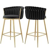 GOOLON Counter Height Stools Set of 2, Velvet Bar Stools with 27 Inches Upholstered Seat Height, ...