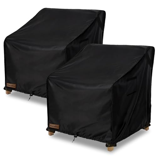 Aacabo 27.5W X 32.5 D X 39 H 2 PACK Outdoor Swivel Lounge Chair Cover 2 Pack,Waterproof 100% Outdoor Patio Chair Covers,27.5W X 32.5 D X 39 H Inches,Outside Furniture Lounge Deep Seat Cover -Black cover
