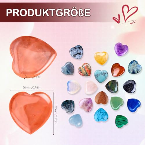 22 stuks helende kristallen, hart edelstenen, liefdeshart natuurlijke edelstenen, Valentijnsdag, multi gepolijste zakstenen voor stressverlichting, Reiki chakra healing, meditatie - Afbeelding 3