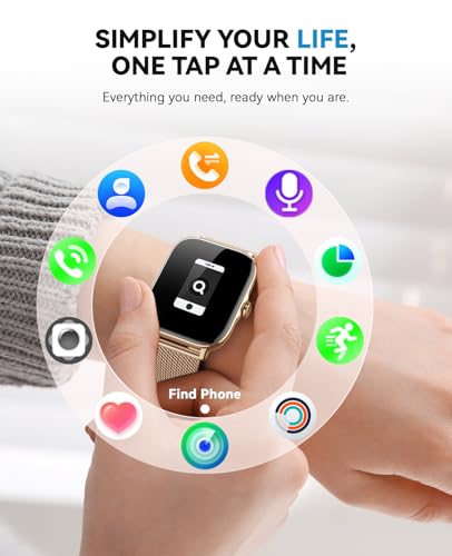 Image of Smart Watches for Women Men (Make /Answer Calls), Steps Counter Fitness Watch for Android iPhone with 120+ Sports, IP68 Waterproof, Sleep Calorie Monitor, Pedometer (Gold)