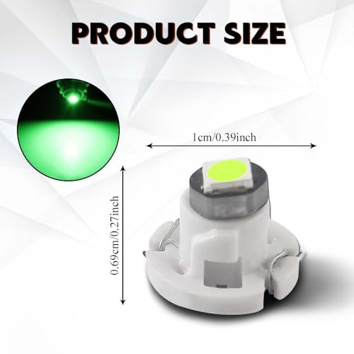 Image of 10PCS T4.2 Led Bulb Neo Wedge 10mm Base, Car Interior Dash Light, 12V IP65 Waterproof 3030 Chip LED Super Bright A /C Indicator Light, Climate Control Switch Indication Bulb for Cars (Green)