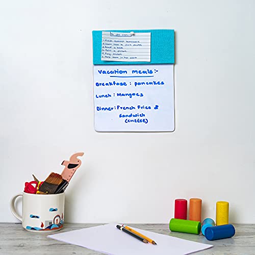 Image of IVEI Combination Pin and White Board - Dry Erase and Bulletin Combo for Kids Study Room, Office, School, Home - Wall Hanging Dual Board - Blue