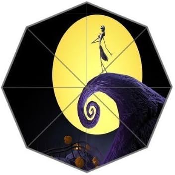 HomieProduct Custom Waterproof Polyester Umbrella the Nightmare before Christmas Jack under the Round Moon Print Fit Best Gift