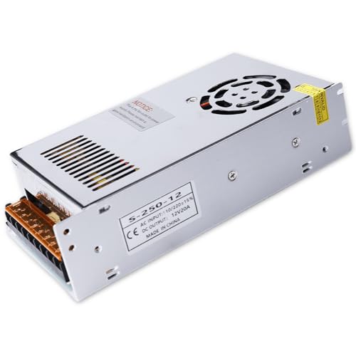 Materiale di alta qualità: l'alloggiamento dell'alimentatore di rete 12 V 20 A è realizzato in alluminio resistente. La bobina interna del trasformatore di alimentazione da 12 V è realizzata con una bobina di rame puro e la sua durata è più del doppio di quella del filo di alluminio. L'adattatore di alimentazione da 12 V 20 A 240 W del trasformatore LED ha una buona conduttività, trasformatore LED ad alta efficienza e nessun rumore.