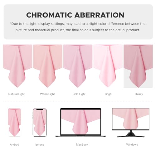 Image of sancua Rectangle Tablecloth - 60 x 84 Inch - Stain and Wrinkle Resistant Washable Polyester Table Cloth, Decorative Fabric Table Cover for Dining Tables, Buffet Parties and Camping, Valentines Pink