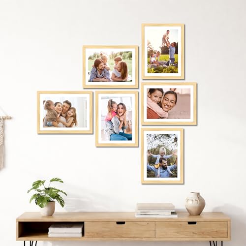 Image of Art Street Family Photo Frame Set of 6 for Wall Decor, Wooden Finish Collage Picture Frames for Living Room, Bedroom & Home Decoration, Multi-Size Wall Hanging Gallery Frame Set, (Size, 4x6 Inch)