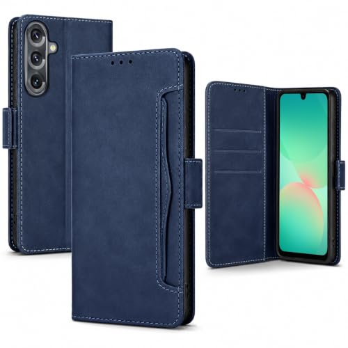 Étui Samsung A26 5G bleu en cuir avec clapet porte-carte