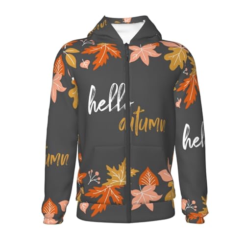 Autumn And Fall Leaves Kids Pullover Hoodies Boys Zip Up Sweatshirts Girls Athletic Clothes with Pocket2