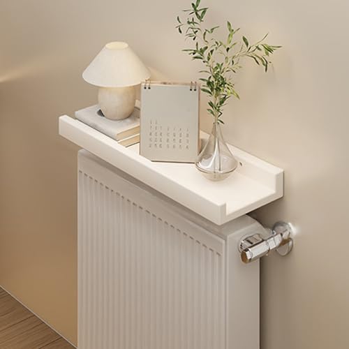 Leaceuv Balda Radiador,Estante Radiador,Maciza de Pino,Soporte radiadors Pared,Cubre-Radiadores Flotantes Modernos,Capacidad de Carga 30 Kg,para Salón,Dormitorio,Pasillo(Wit,120x12cm/47.2x4.7in)