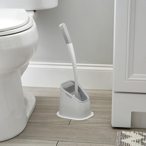 Image of Bath Bliss Toilet Brush | Contoured Design | Flat Brush | Bathroom Cleaning | Discreet Storage Base | Bathroom Cleaning | White