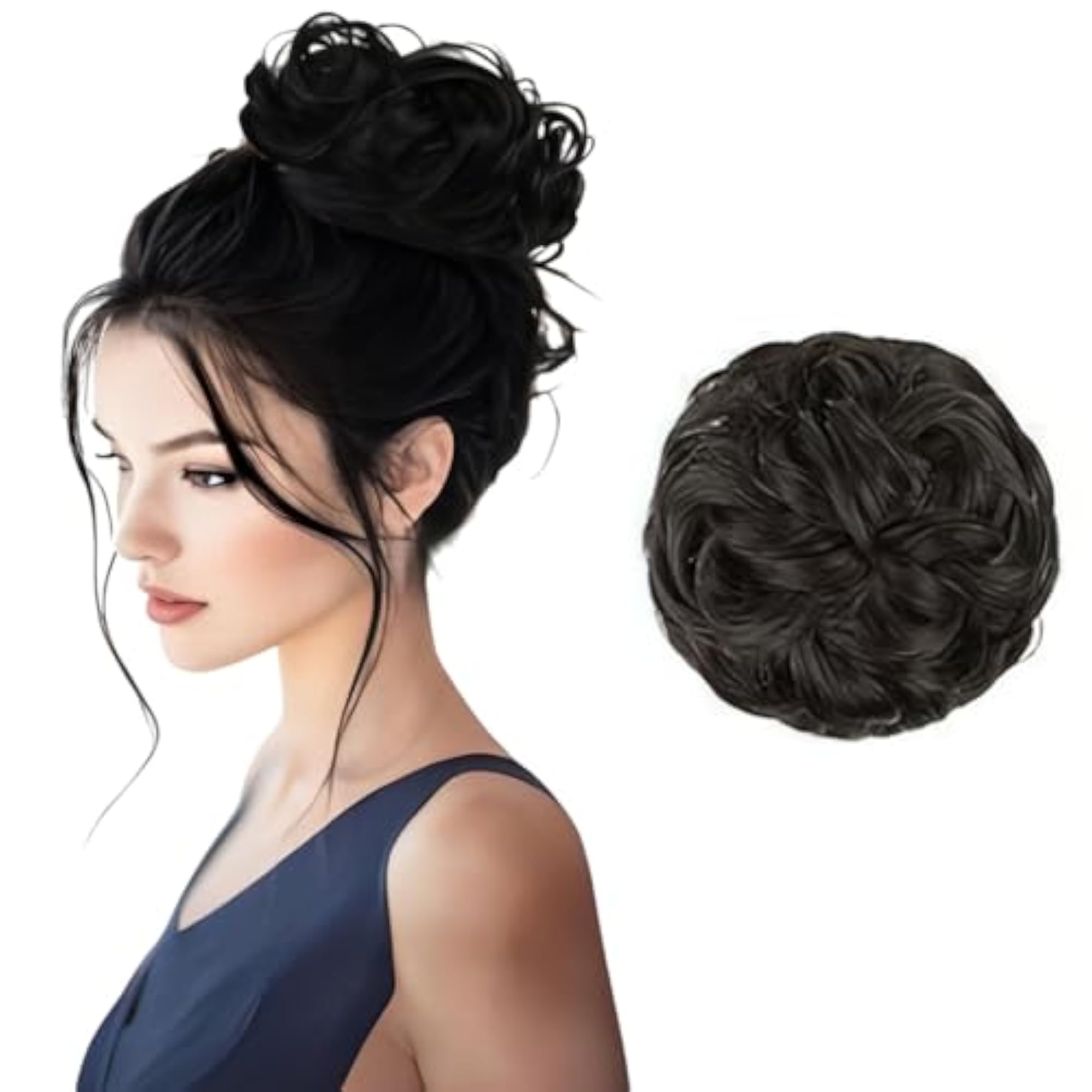 Messy Bun Hair Piece Synthetic Hair Extension, Black
