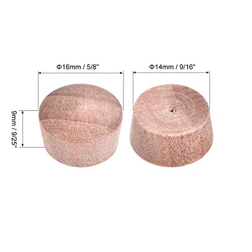Image of uxcell Wood Button Top Plugs 9 /16 Inch Wood Color Hardwood Furniture Plugs 9 /25 Inch Height 50 Pcs