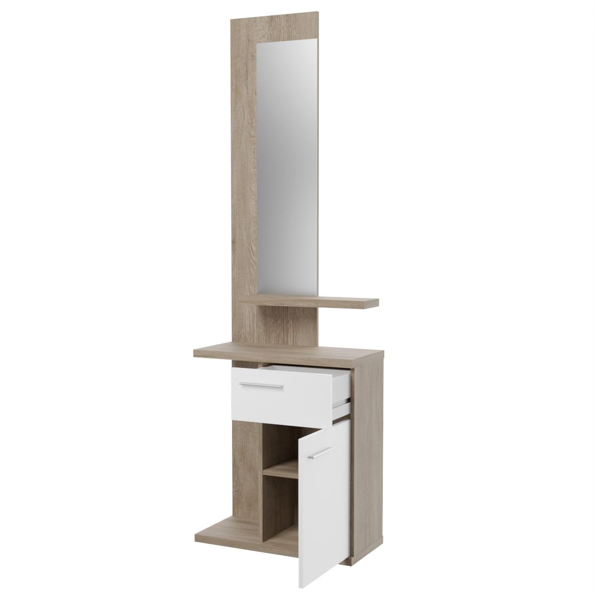 Somnia - Mueble Recibidor Vertical, Modelo Carl, Práctico y Funcional, Color Blanco, Medidas: 60,5 cm Largo x 28 cm Fondo x 117,5 cm Alto