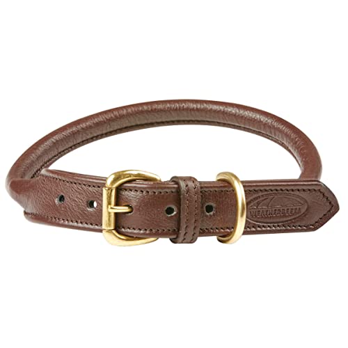 Weatherbeeta Rolled Leather Dog Collar X Small Brown