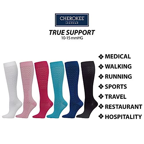 Cherokee Women's Compression Socks, 10-15 mmHg, Knee High, 4-Pair Pack, Soft Fit, Regular & Wide Calf - TRUESUPPORT2