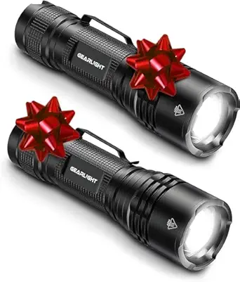 GearLight Tac Led Tactical Flashlight [2 Pack] - Single Mode, High Lumen, Zoomable, Water Resistant, Flash Light - Camping, Outdoor, Emergency, Everyday Flashlights With Clip, Aluminum, 1040 Lumen