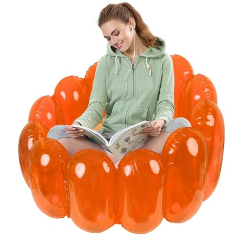 Silla inflable – Sillas inflables de gelatina transparente de PVC – Silla de salón inflable, sillas de película, asiento de sofá soplado, carga máxima de 250 libras para interiores y exteriores