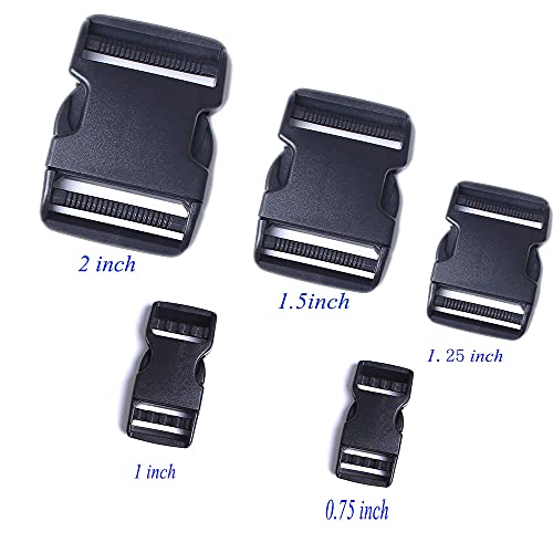 Axen 4Pcs Plastic Buckle, Dual Adjustable Side Quick Release Buckle For Bracelets Backpack Tactical Bag And Gear (3/4 Inch) #TOP1