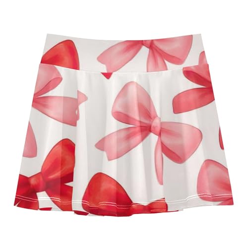 Joisal Skirts with Shorts Red Pink Bows White Girls' Shorts Athletic Skorts Fun Cute Little Girl 4t