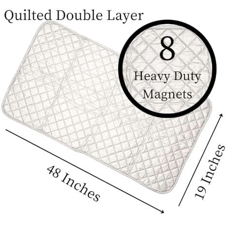 Evelots Ironing Mat Pad for Top of Washer, Dryer, Table - Portable Iron Board Replacement - 8 Strong Magnets - Heat Resistant - Extra Long 48 Inches