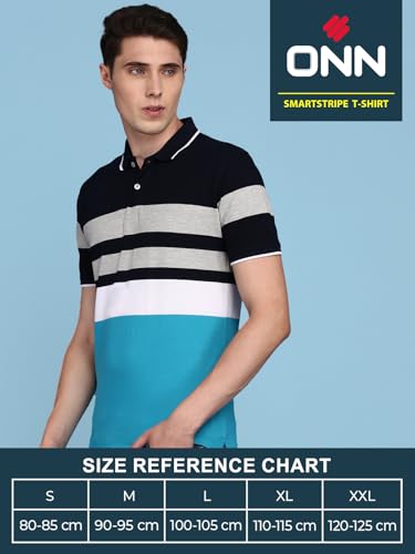 Image of ONN Men's Regular Fit Polo Neck Half Sleeve Striper T-Shirt | T-Shirt for Men