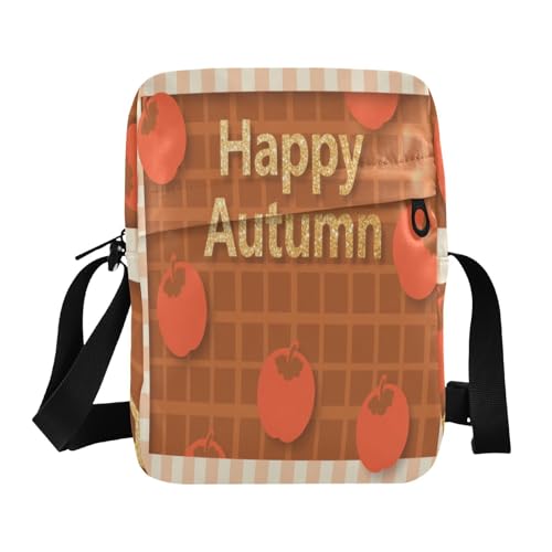 messenger bags for women over the shoulder bags for men Women's Purses Adjustable Strap for School School- Brown Fruits Autumn