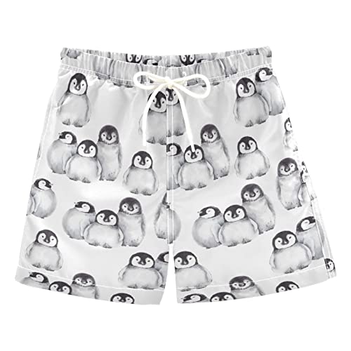 Boys Swim Trunks Summer Drawstring Toddler Swim Board Shorts Quick Dry Little Boy Bathing Suit Beach Hawaii Vacation 10 Years-12 Years Cute Baby Penguins