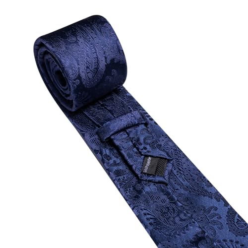 Image of YOHOWA Mens Ties Set Wedding Paisley Neckties with Handkerchief Cufflinks Formal Business