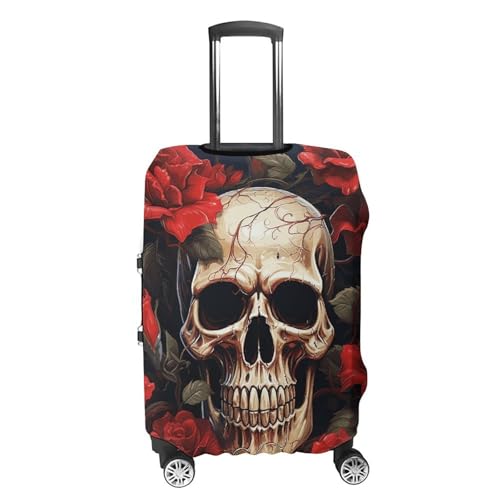 Skull Rose-Red Luggage Cover, Washable Elastic Suitcase Cover Protector Fit 18-32 Inch Luggage4