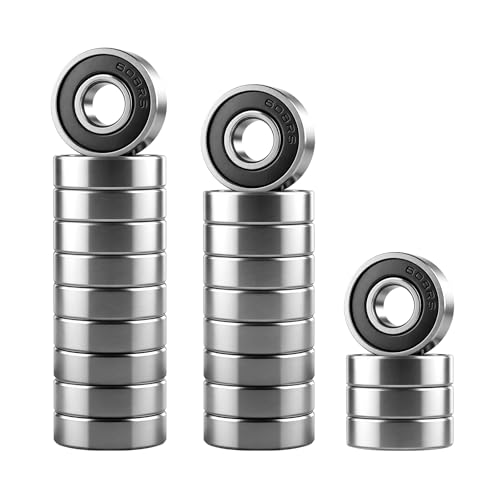 50 Pcs 608 2RS Ball Bearings Bearing Steel and Double Rubber Sealed Miniature Deep Groove Ball Bearings (8mm x 22mm x 7mm) for 3D Printer Skateboards Electric Motor Scooters