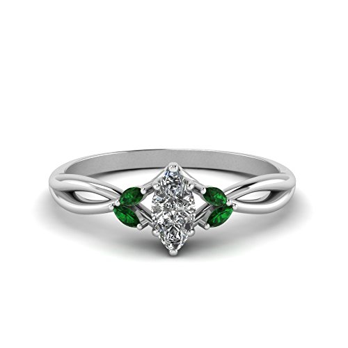 Image of Choose Your Gemstone Marquise Cut Twisted Petal Diamond CZ Ring sterling silver Marquise Shape Split Shank Engagement Ring for Women, Girls and Ladies US Size 4 to 12
