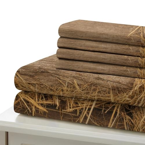 Housse de couette effet bois rustique 140x200 avec 2 taies - 7