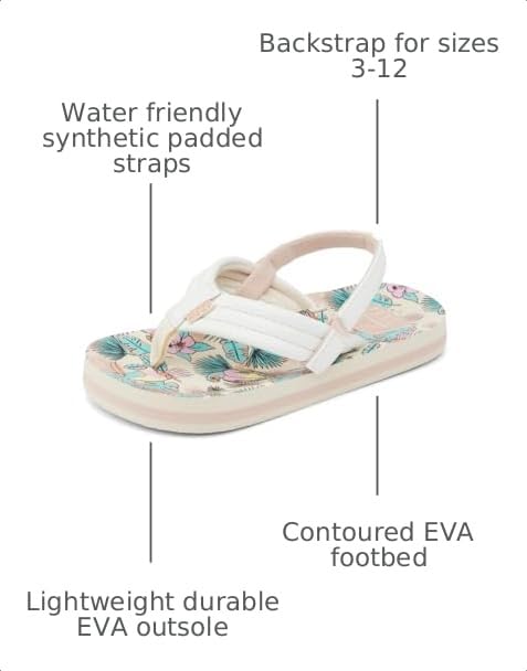 Image of REEF Girls Toddler /Little Kid Ahi Beach Flip Flop, Soft Cushion Footbed, Water Friendly