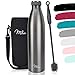 Milu Borraccia Termica Acciaio Inox – 500ml, 750ml, 1000ml - Bottiglia Acqua Termos Senza BPA, Isolato Sottovuoto, Doppia Parete, A Prova di Perdite Anche per Acido Carbonico (Grigio, 1 litro)