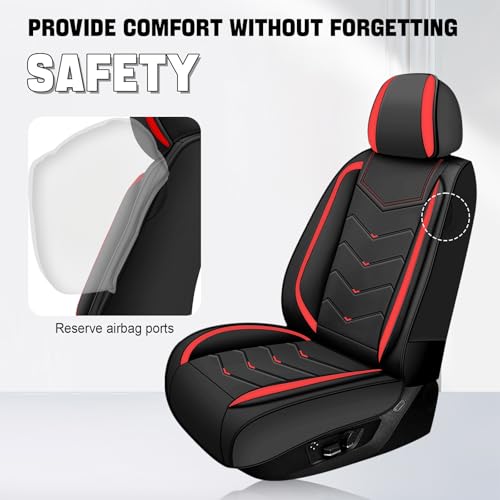 Image of Car Seat Cover for Jeep Wrangler 2000-2026, Driver's Seat Covers,Non-Slip Waterproof seat Cover,Wear-Resistant Nappa Leather car seat Covers. (Standard 2 Seats /Black Red)