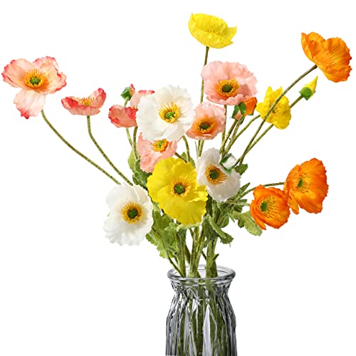 Canlierr 6 Pcs Silk Artificial Poppy Faux Poppy...