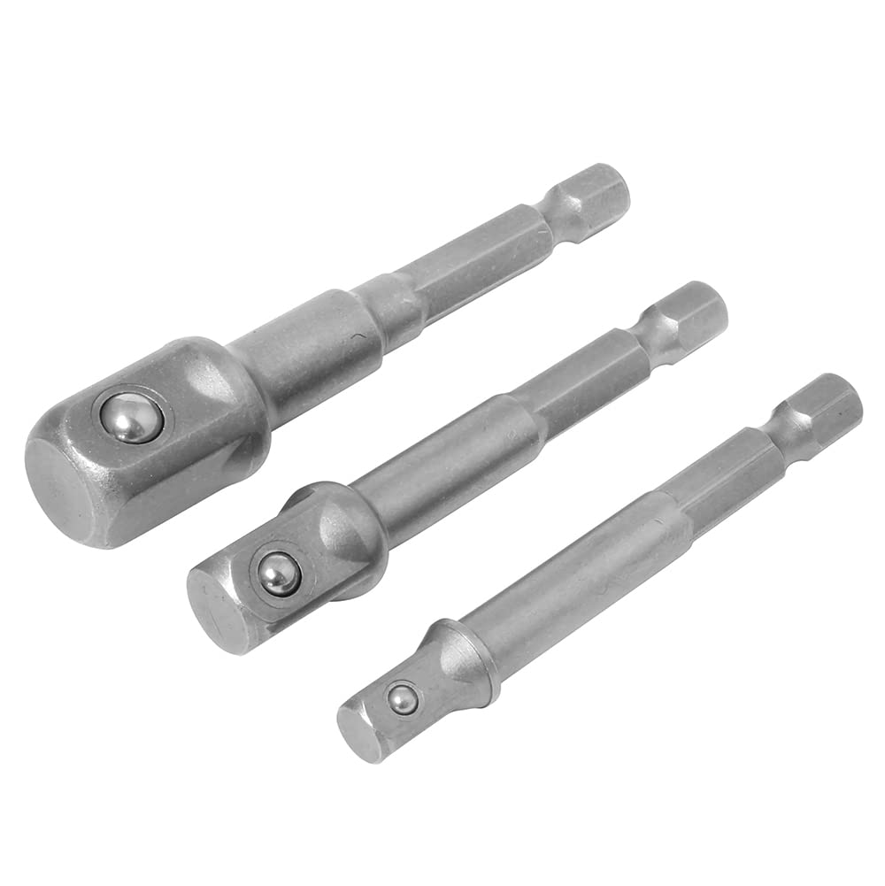 3Pcs Impact 1/4" 3/8" 1/2" Drill Bits Socket Adapter Set Hex Shank Extension Bar 5055441419800