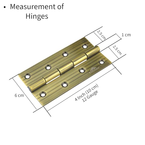 Image of Stainless Steel Window & Door Butt Hinges Kabja for Home /Office /Hotel for Main Door /Wooden Door /Kitchen, SS Welded Heads(12 Piece,Linear Antique, 4 Inch x 12 Gauge /2.5 mm