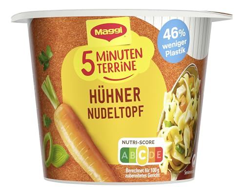 Maggi fünf Minuten Terrinen, Sortimentsbox, Leckere Fertiggerichte in 6 verschiedenen Geschmacksrichtungen, Im praktischen Becher, 48er Pack (48 Becher)