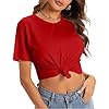 Women's T Shirts Short Sleeve Crew Neck Tops Comfy Basic Cotton Tees Ladies Black T Shirt Gym Tees for Women UK Plus Size S-5Xl Red M #1