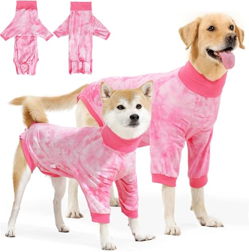 Image of KUTKUT Recovery Suit for Small Dogs-Soft Onesie Dog Surgery Suit for Female Male Dogs, Breathable Surgical Recovery Suit Prevent Licking Spay Recovery Suit Dog E-Collar&Cone Alternative(SIZE:XS, Pink)