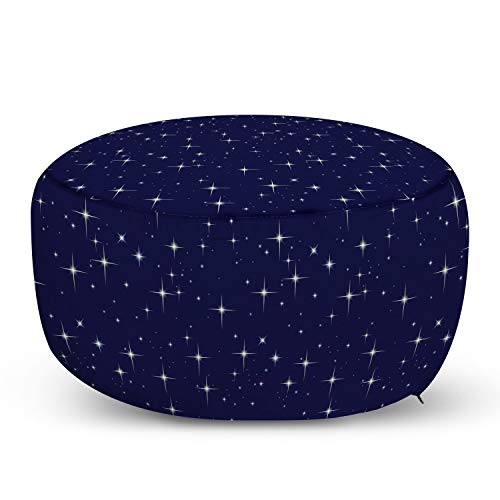 Ambesonne Space Ottoman Pouf, Night Sky Stars Romantic Cosmos Themed Image Dotted Background Constellation, Decorative Soft Foot Rest with Removable Cover Living Room and Bedroom, Purple White