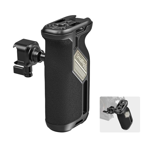 Image of SmallRig Push-Button Rotating NATO Side Handle for Left and Right Hand, 360 Rotatable Side Handle with Anti-Slip Silicone, Camera Grip with Built-in Threaded holes, Wrist Strap Hole, Cold Shoe - 4359