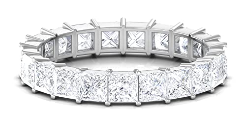 Certified Princess Cut Moissanite Eternity Wedding Band, D-Vs1 Quality, Anniversary Ring - With Ready To Gift Jewelry Box