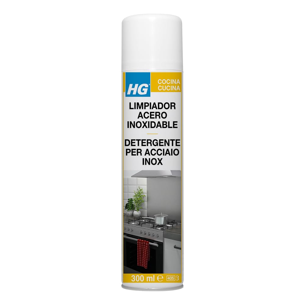 HG Limpiador Acero Inoxidable | Elimina Grasa, Suciedad y Huellas | Spray de 300 ml